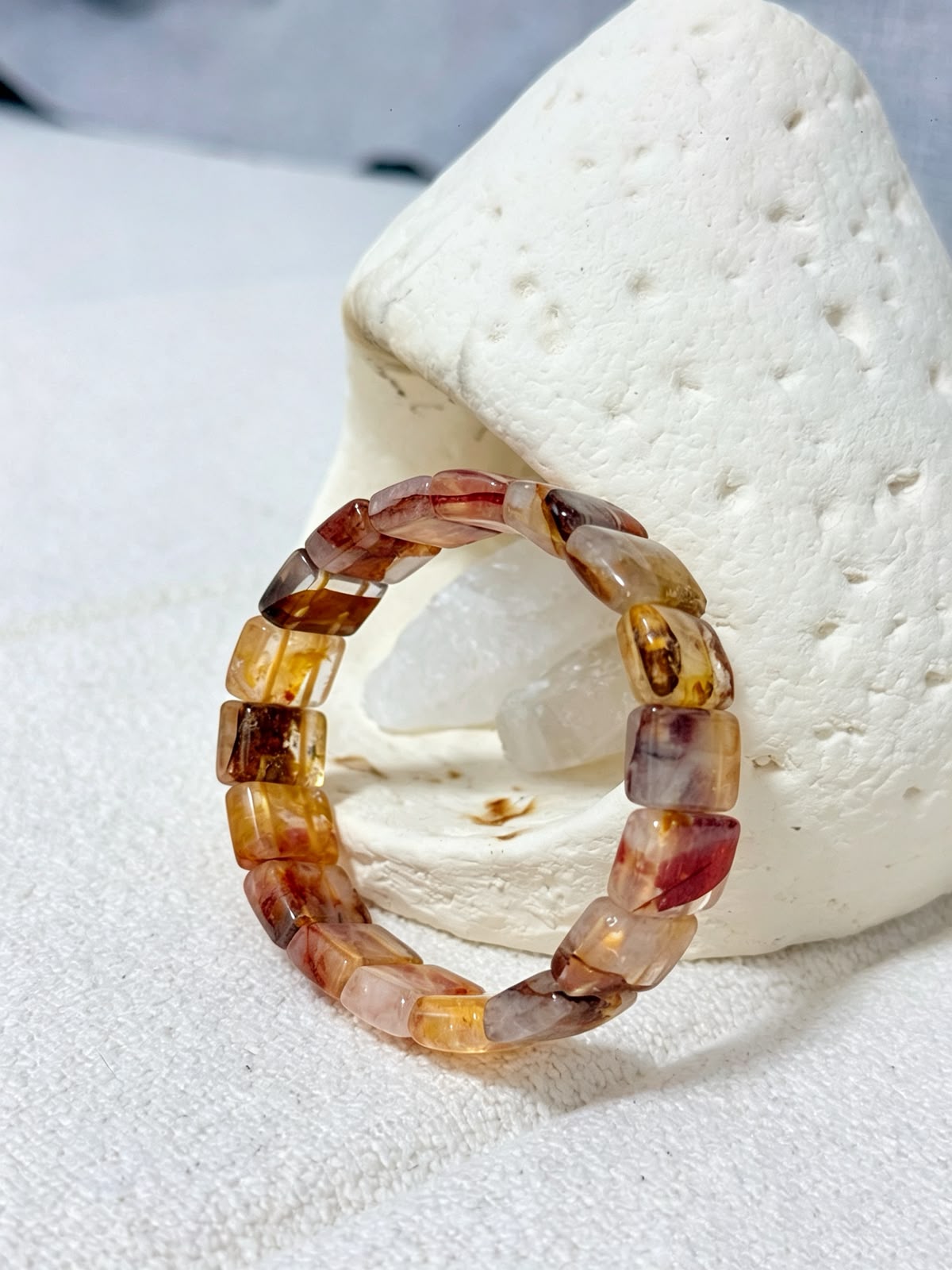 Fire Healer Quartz - Red Hematoid Quartz Flat Bracelet