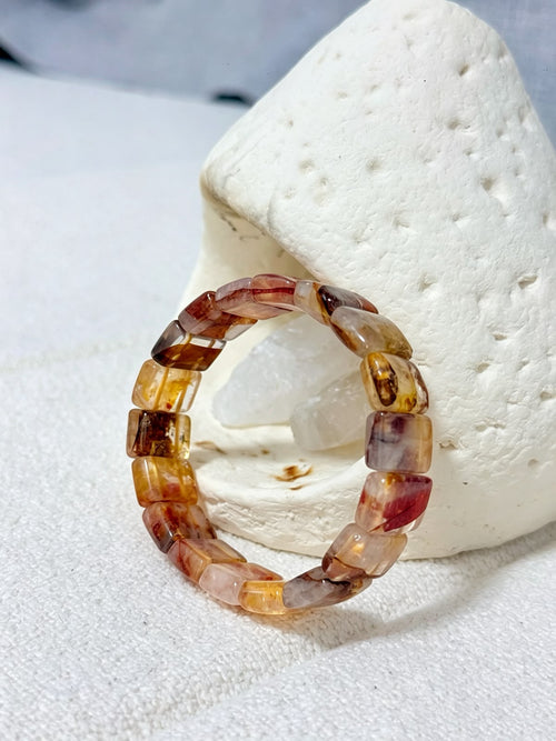 Fire Healer Quartz - Red Hematoid Quartz Flat Bracelet