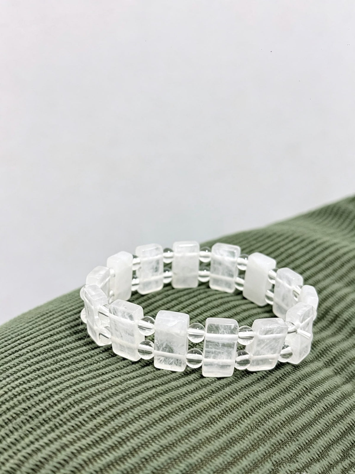 Pure Clarity Quartz - Clear Quartz Flat Bracelet with spacer beads