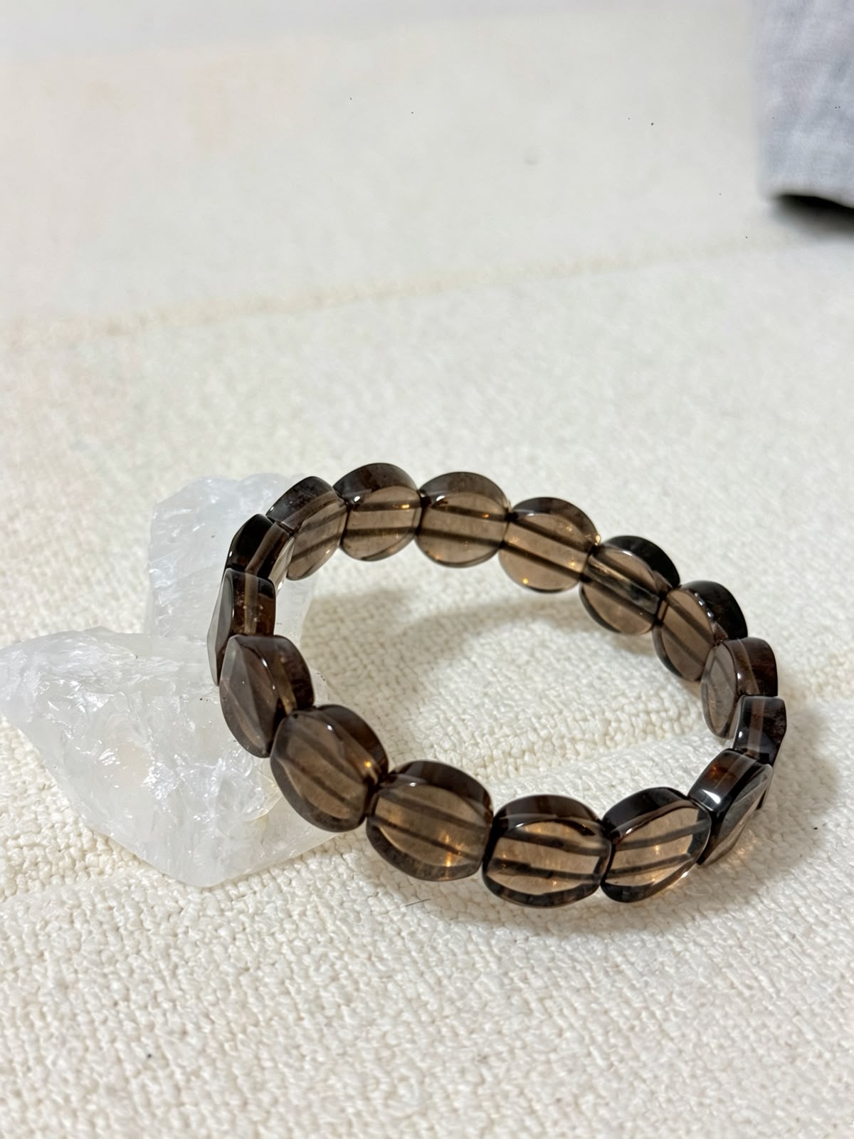 Shadow Grounding Quartz - Smoky Quartz Faceted Flat Bracelet